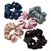 5 Pcs Satin Hair Scrunchies Beads Hair Band Ponytail Holder Elastics Hair Ties Hair Accessories