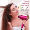 Water Ionic Hair Dryer, 1800W Blow Dryer with Magnetic Nozzle, 2 Speed and 3 Heat Settings, Powerful Low Noise Fast Drying Travel Hair Dryer for Home,