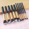 (Black and gold) 10 eye shadow powder eyebrow pencil eyeliner blush foundation concealer makeup brush set