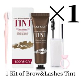 Lashes Eyebrow Tint Kit Professional Fast Perming Dye Brow Mascara Tattoo Cream Waterproof Long Lasting 60 to 90 Days (Color: Brown)