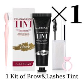 Lashes Eyebrow Tint Kit Professional Fast Perming Dye Brow Mascara Tattoo Cream Waterproof Long Lasting 60 to 90 Days (Color: Black)