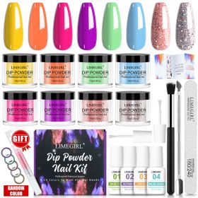 Limegirl Dip Powder Nail Set Starter 32 Colors/4 Piece Set Glitter Dipping Powder kIt No Need Lamp Cure Nail Natural Dry Dip Nail Decoration Kit For F (Color: 8 Color Set 1)