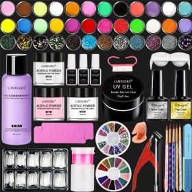 Nail Acrylic Powder 3D Nail Tips Carving Tools and Liquid Monomer Nails Art Decoration For Manicure Set Crystal Nail Glitter Kit (size: ZH197-95)