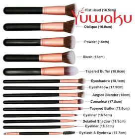 14Pcs Makeup Brushes Cosmetic Contour Foundation Eyebrow Black Gold Useful Tool (default: default)