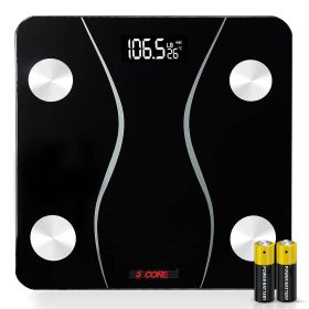 5 Core Digital Scale for Body Weight; Precision Bathroom Weighing Bath Scale; Step-On Technology; High Capacity - 400 lbs. Large Display; Batteries In (Material Type: 01 Black)