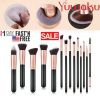 14Pcs Makeup Brushes Cosmetic Contour Foundation Eyebrow Black Gold Useful Tool