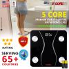 5 Core Digital Scale for Body Weight; Precision Bathroom Weighing Bath Scale; Step-On Technology; High Capacity - 400 lbs. Large Display; Batteries In